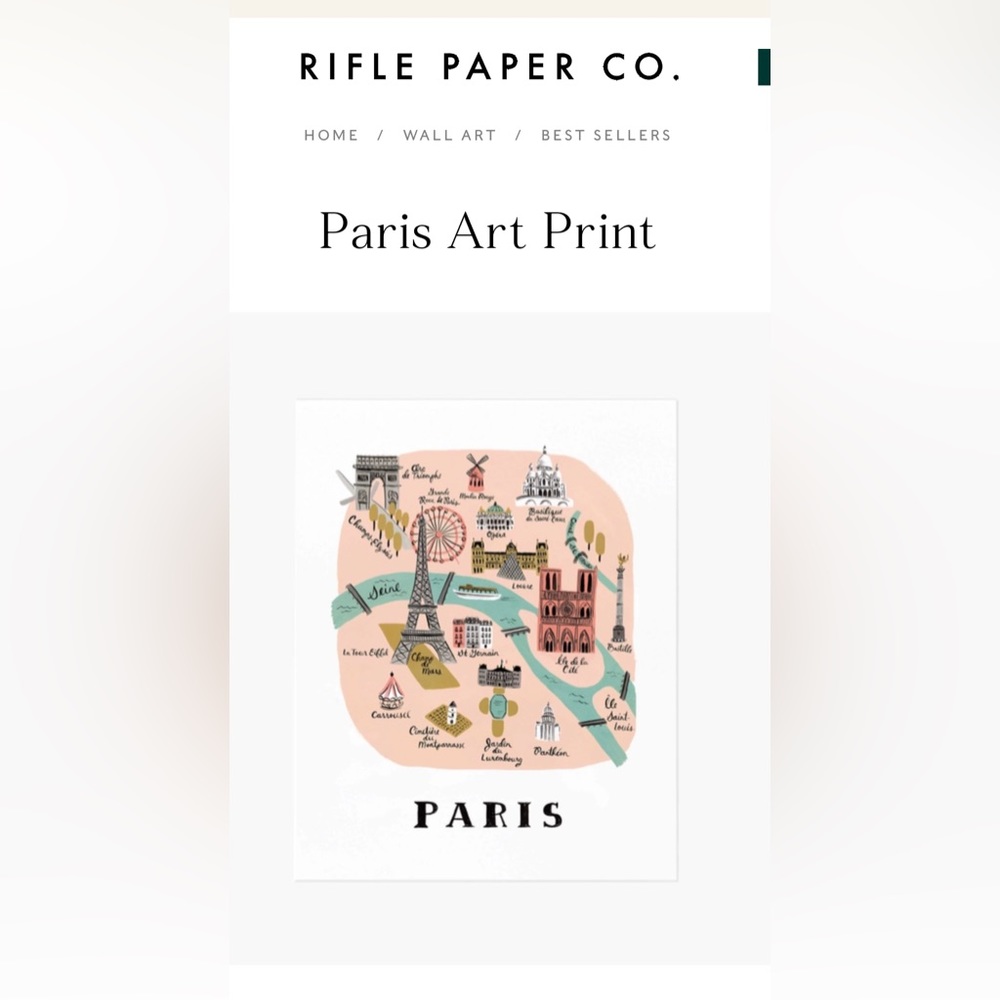 Rifle paper company Paris Print 8 x 10. Never taken out of plastic.